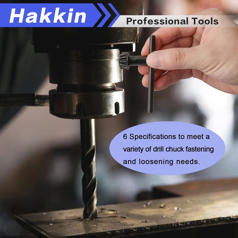 Hakkin Drill Chuck Key 6 Sizes Drill Chuck Key Wrench, 3/4" 5/8" 1/2" 3/8" 1/4" 5/32" Carbon Steel Heavy Duty Replacement Drill Press Chuck Key, Electric Drill Clamping Tool - Image 5